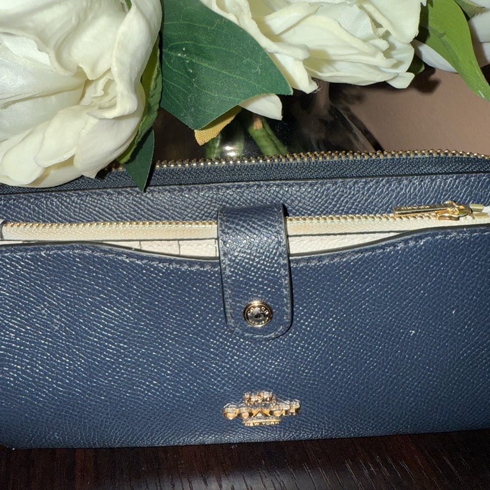 Coach Navy Blue Leather Wallet